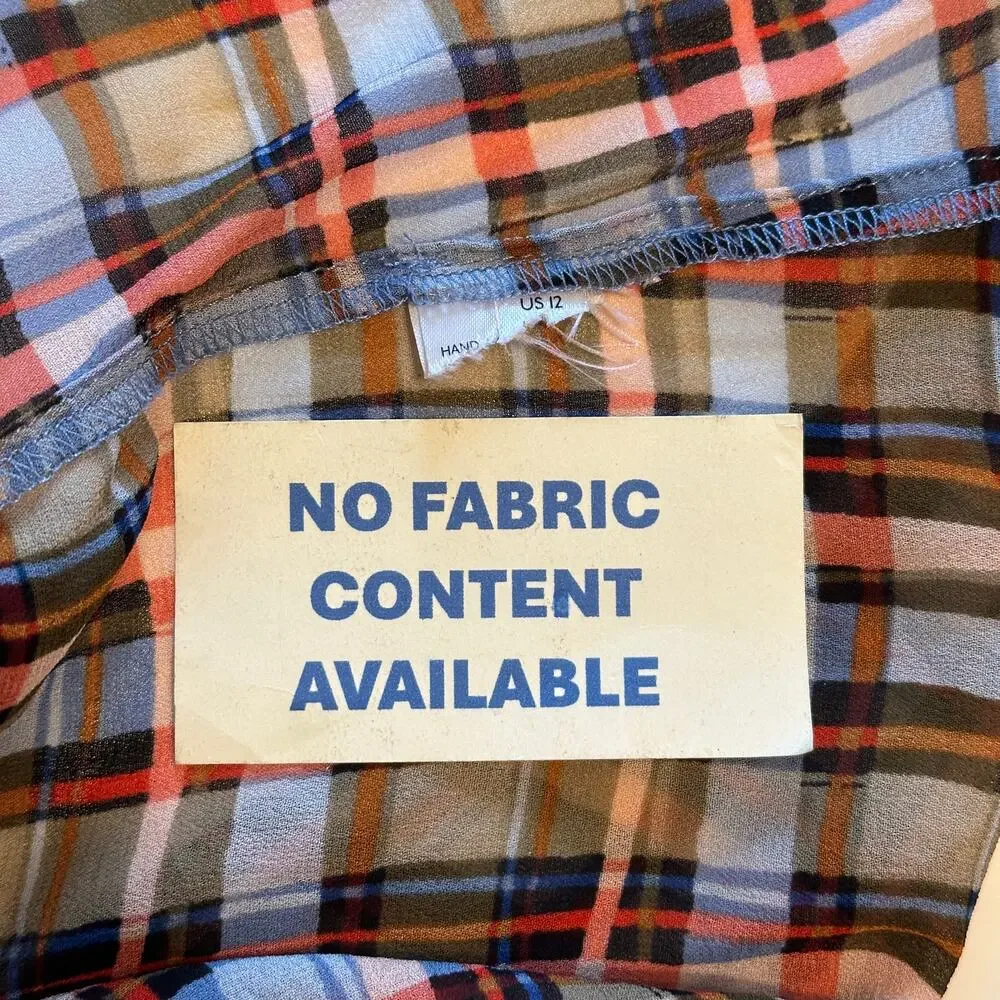 Anthropologie Plaid Ruffle Blouse - Brown, Blue, White - Picture 7 of 11